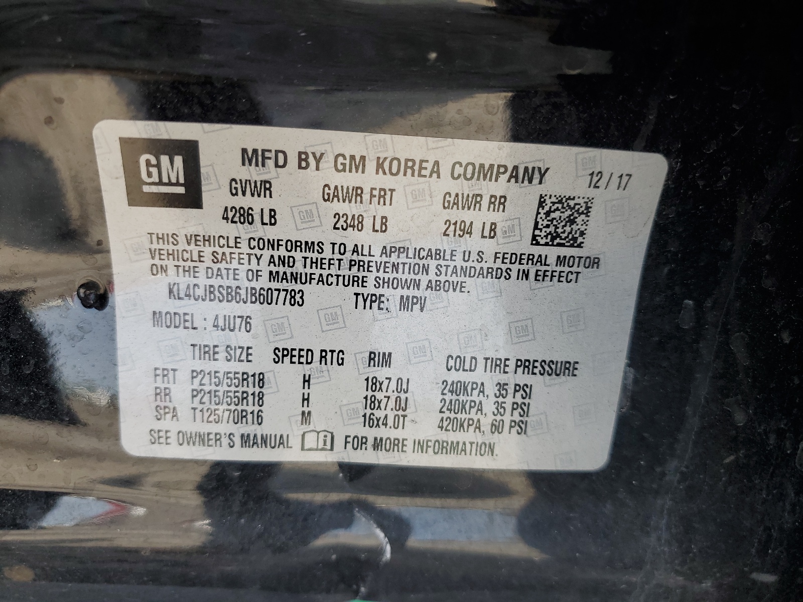 KL4CJBSB6JB607783 2018 Buick Encore Preferred Ii