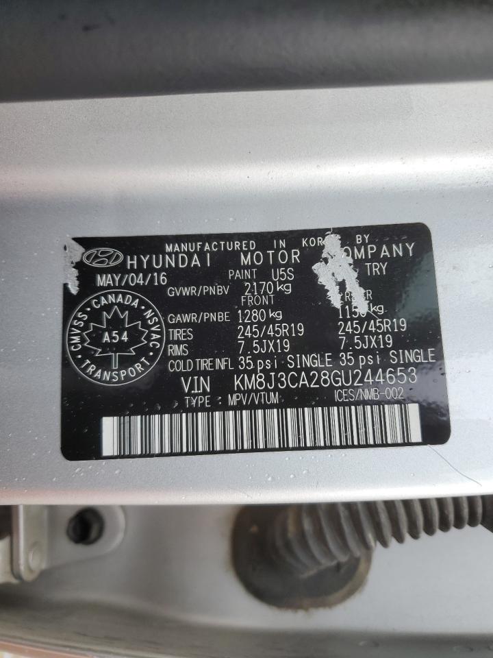 2016 Hyundai Tucson Limited VIN: KM8J3CA28GU244653 Lot: 64678804