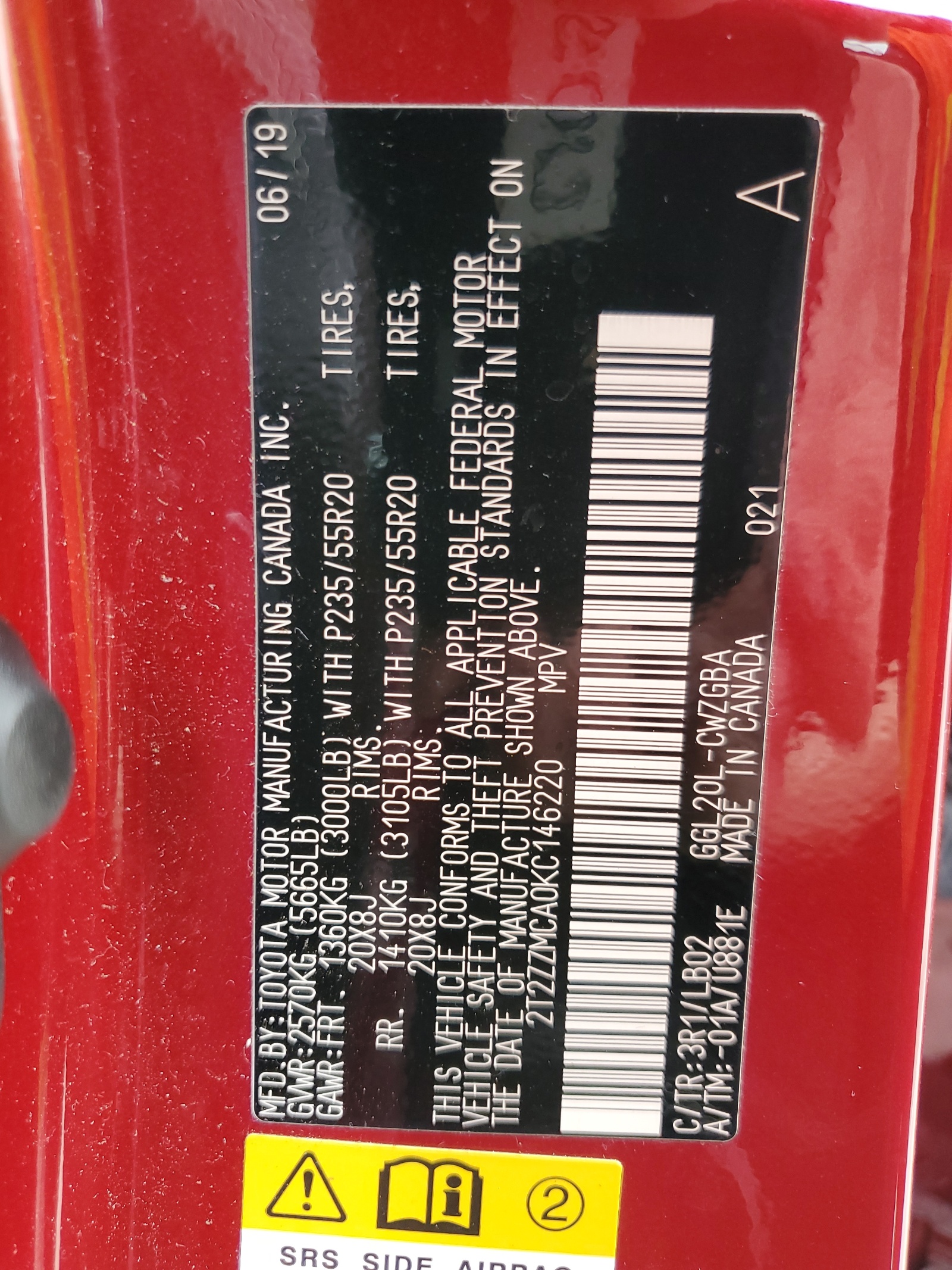 2T2ZZMCA0KC146220 2019 Lexus Rx 350 Base