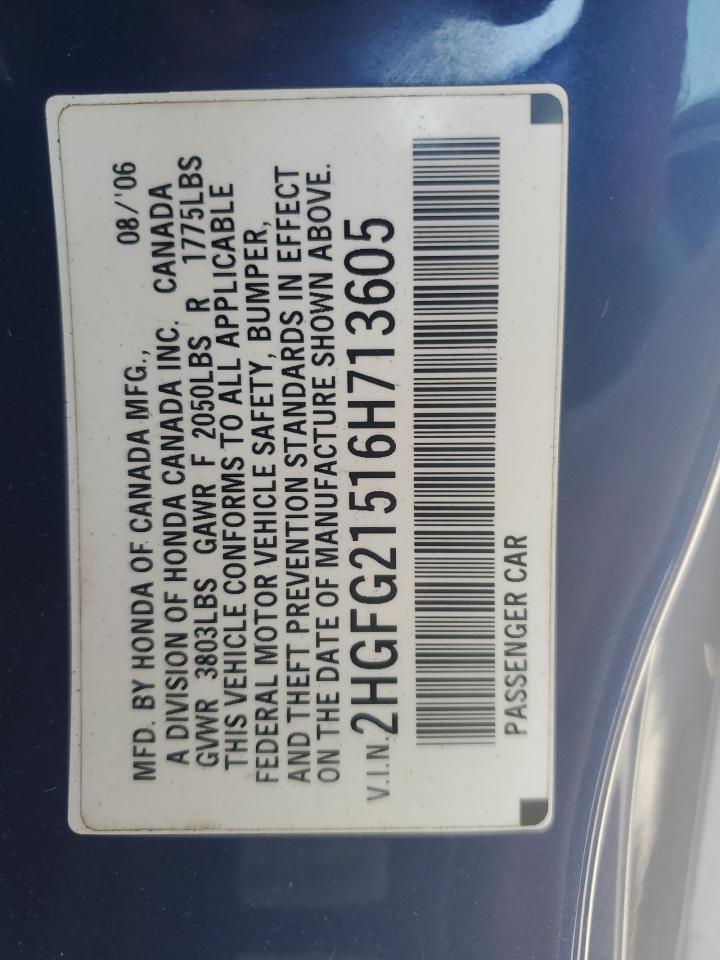 2HGFG21516H713605 2006 Honda Civic Si