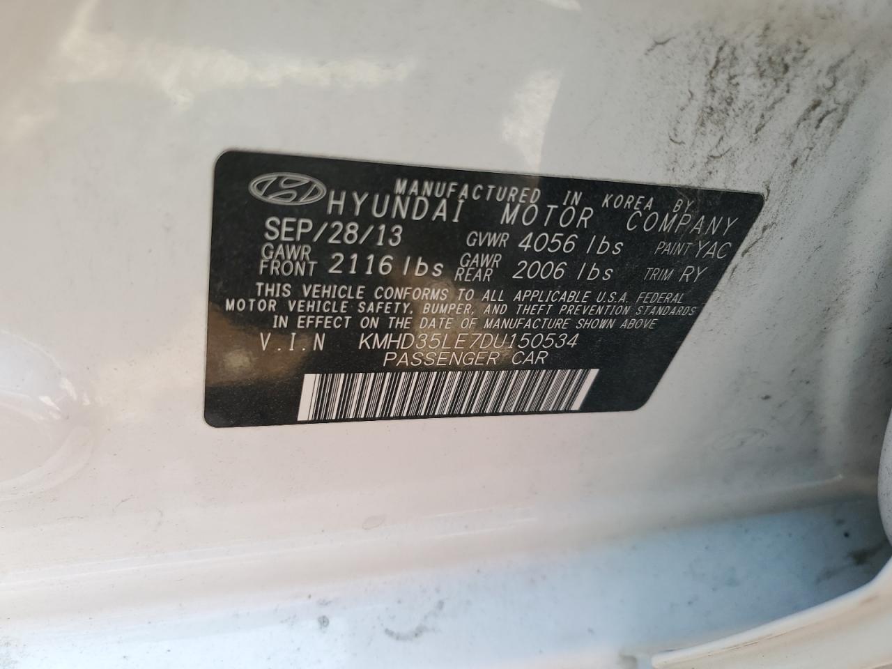 2013 Hyundai Elantra Gt VIN: KMHD35LE7DU150534 Lot: 65315904