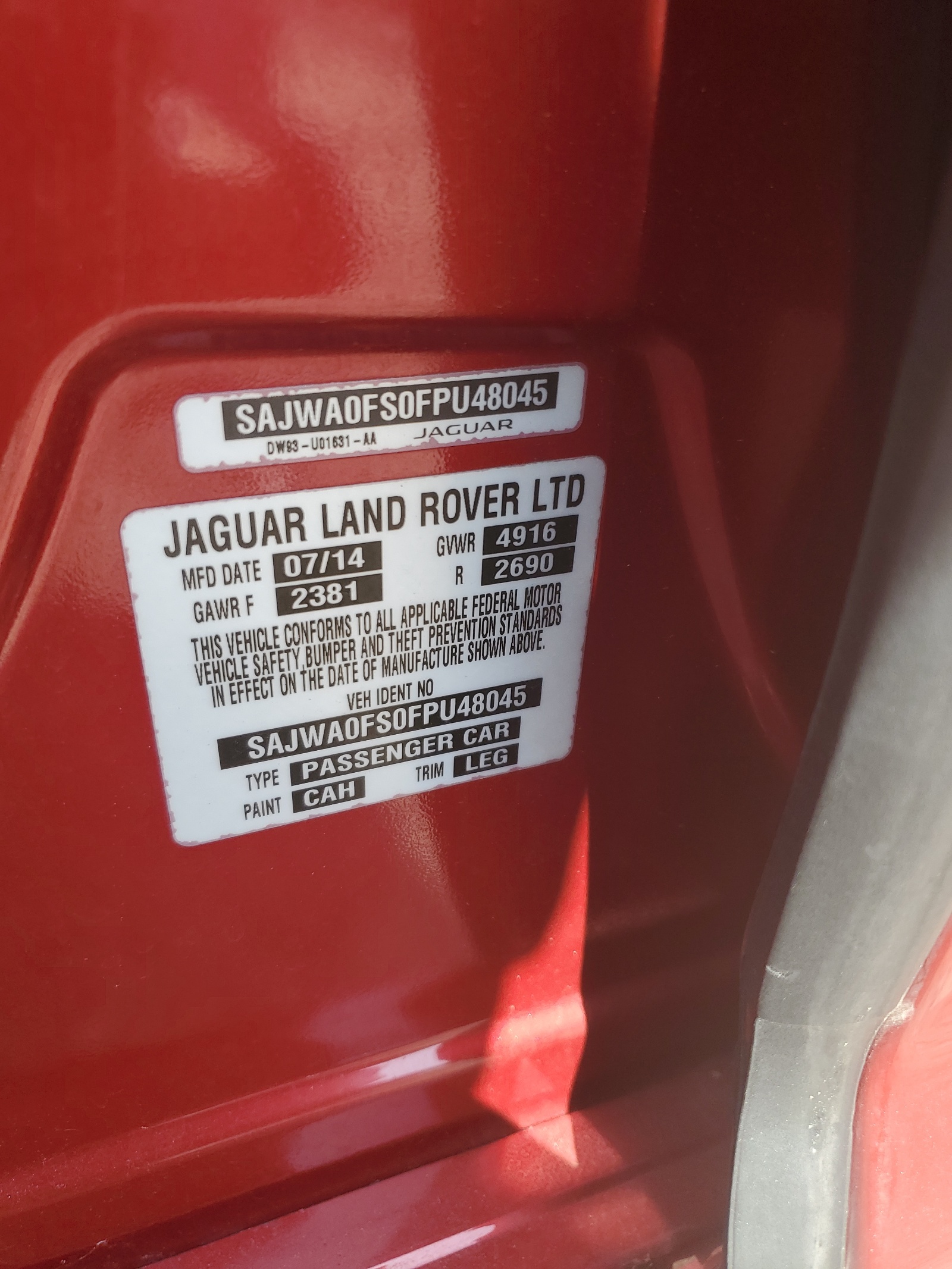 SAJWA0FS0FPU48045 2015 Jaguar Xf 2.0T Premium