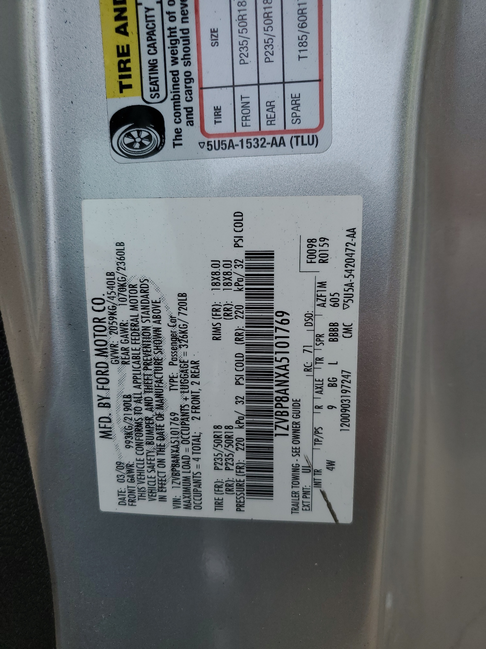 1ZVBP8ANXA5101769 2010 Ford Mustang