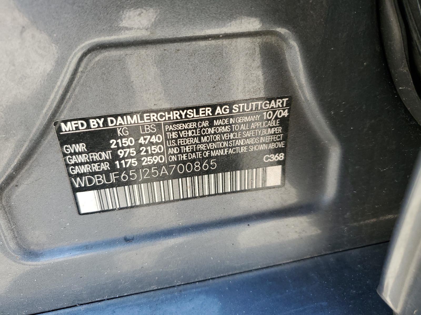 WDBUF65J25A700865 2005 Mercedes-Benz E 320