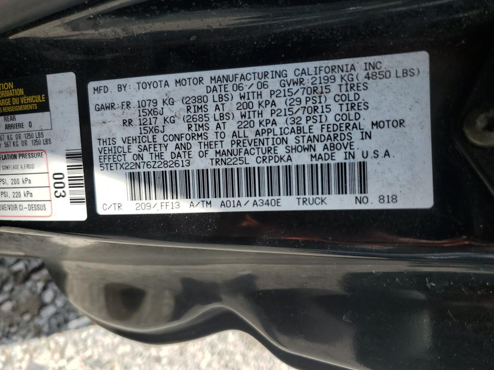5TETX22N76Z282613 2006 Toyota Tacoma Access Cab