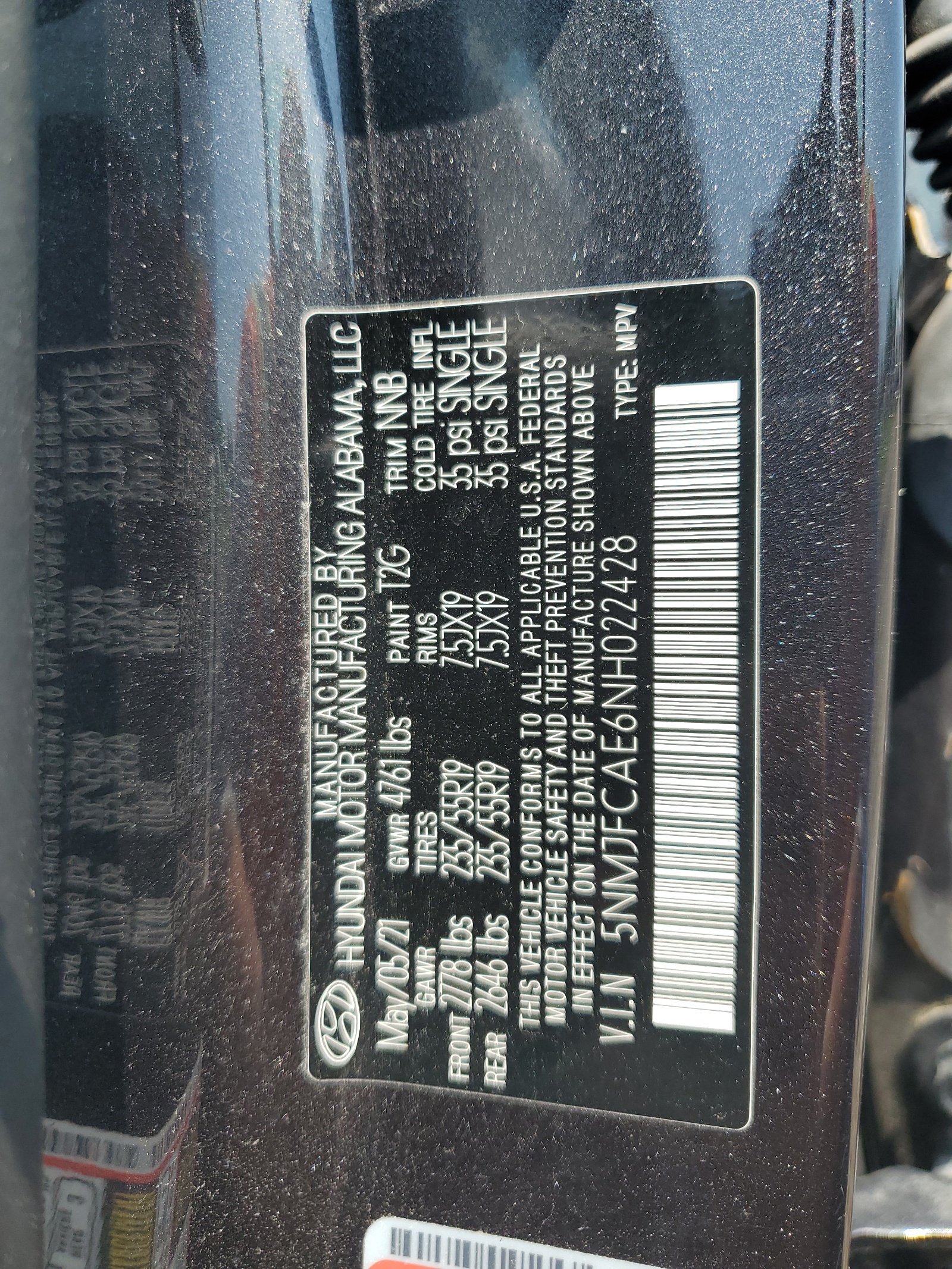 5NMJFCAE6NH022428 2022 Hyundai Tucson Sel