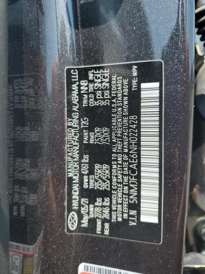 2022 Hyundai Tucson Sel VIN: 5NMJFCAE6NH022428 Lot: 63174884