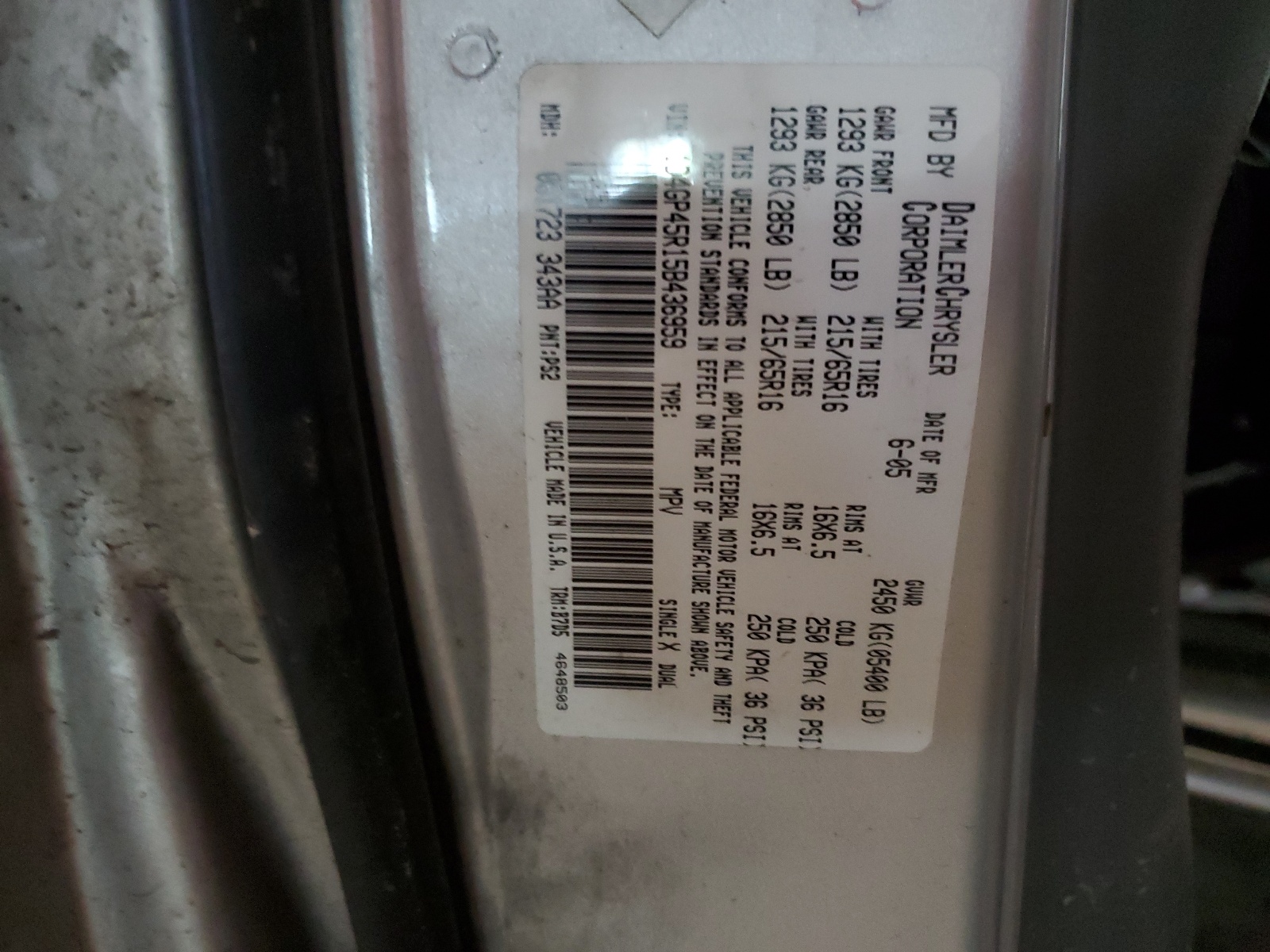 1D4GP45R15B436959 2005 Dodge Caravan Sxt