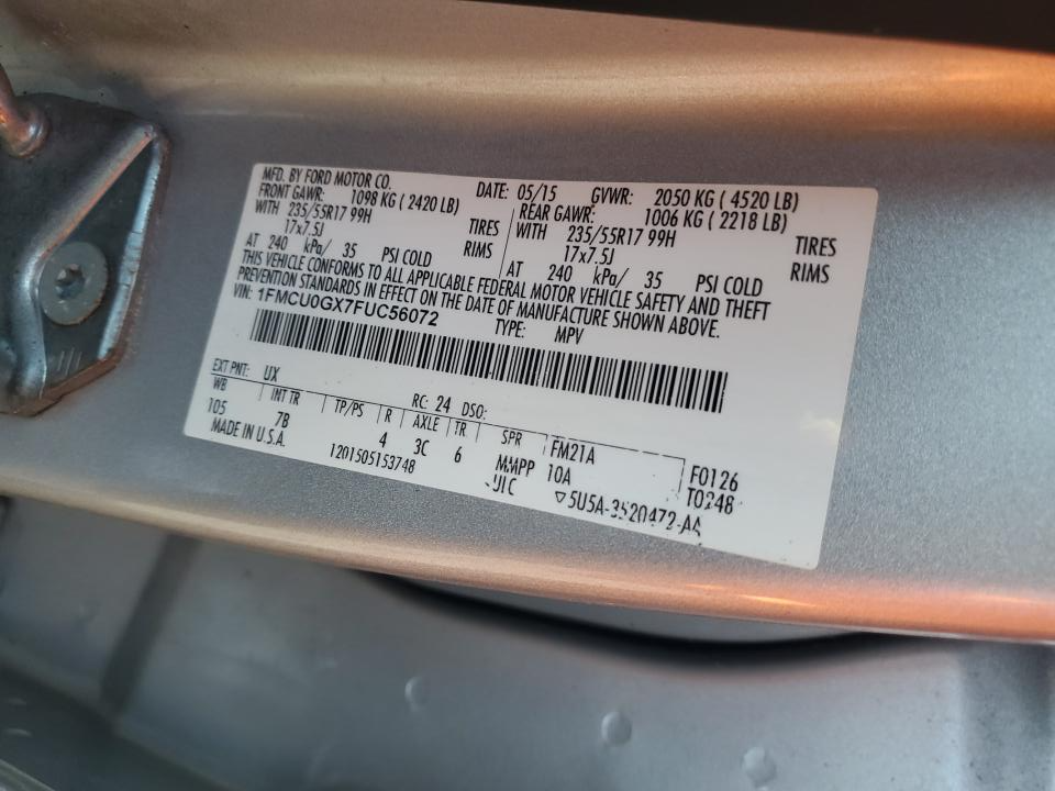 1FMCU0GX7FUC56072 2015 Ford Escape Se