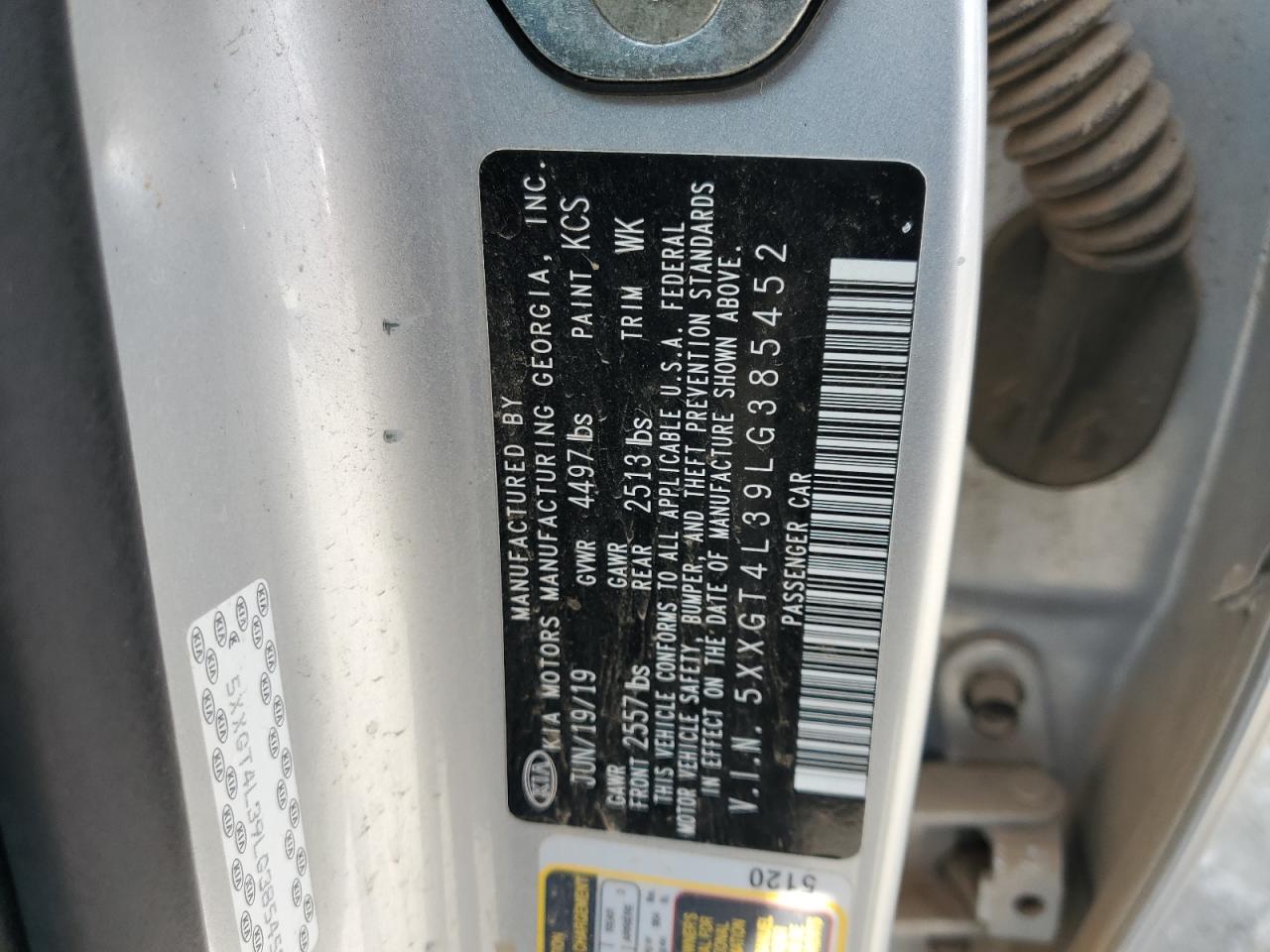 2020 Kia Optima Lx VIN: 5XXGT4L39LG385452 Lot: 63994714