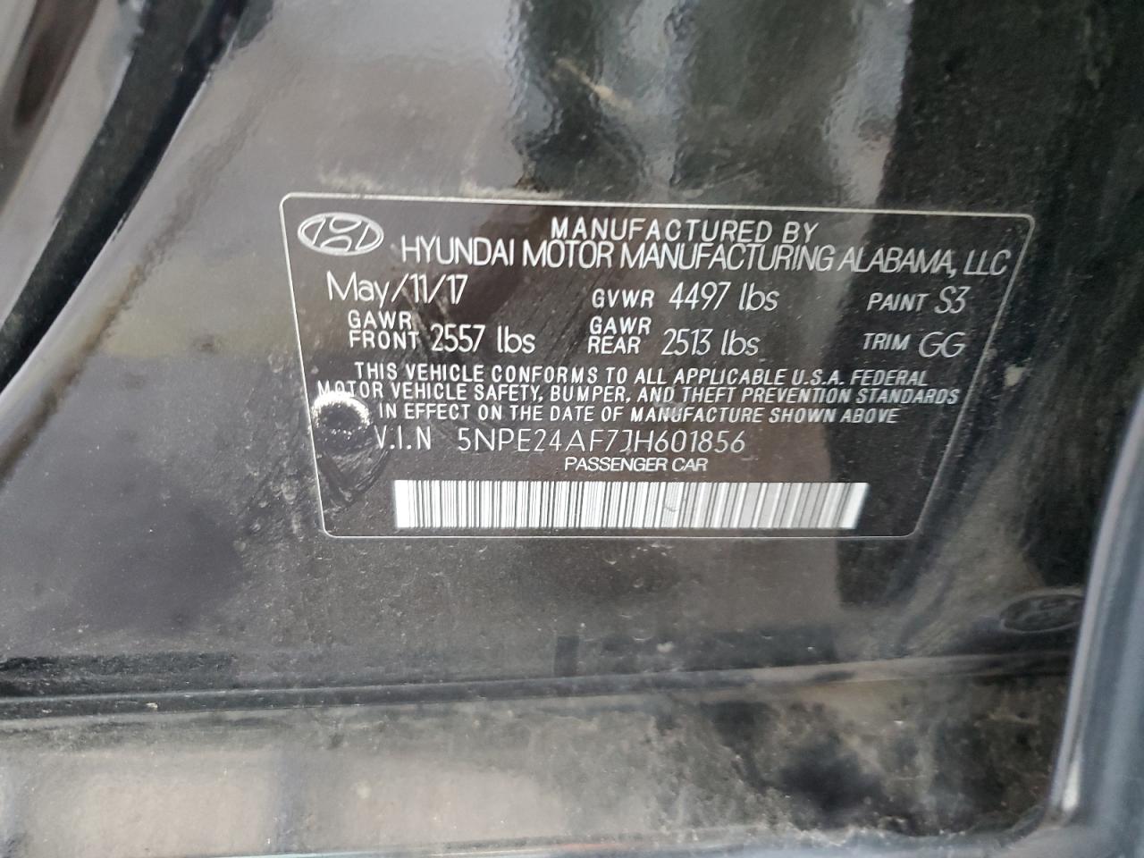 5NPE24AF7JH601856 2018 Hyundai Sonata Se