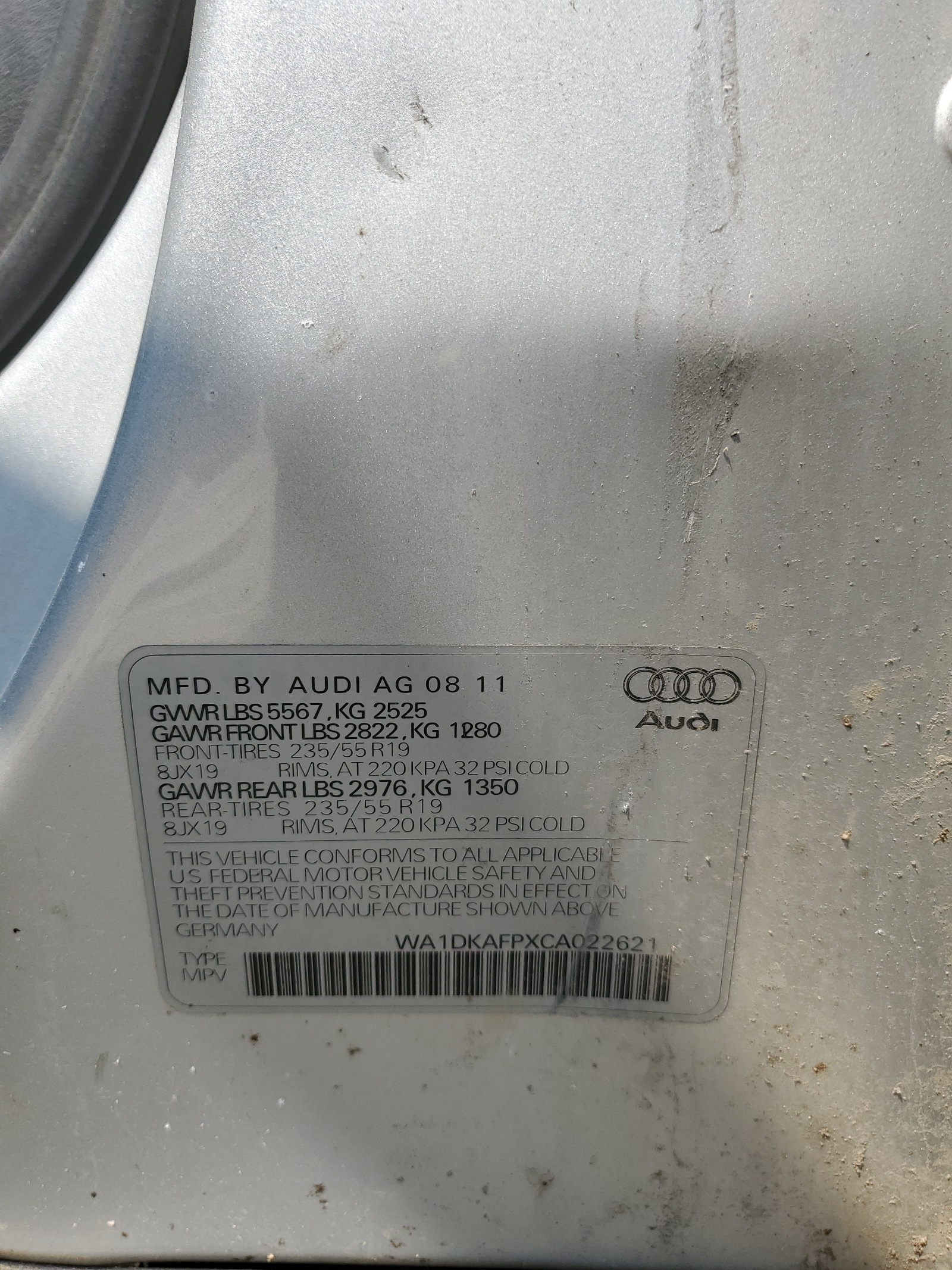 WA1DKAFPXCA022621 2012 Audi Q5 Premium Plus