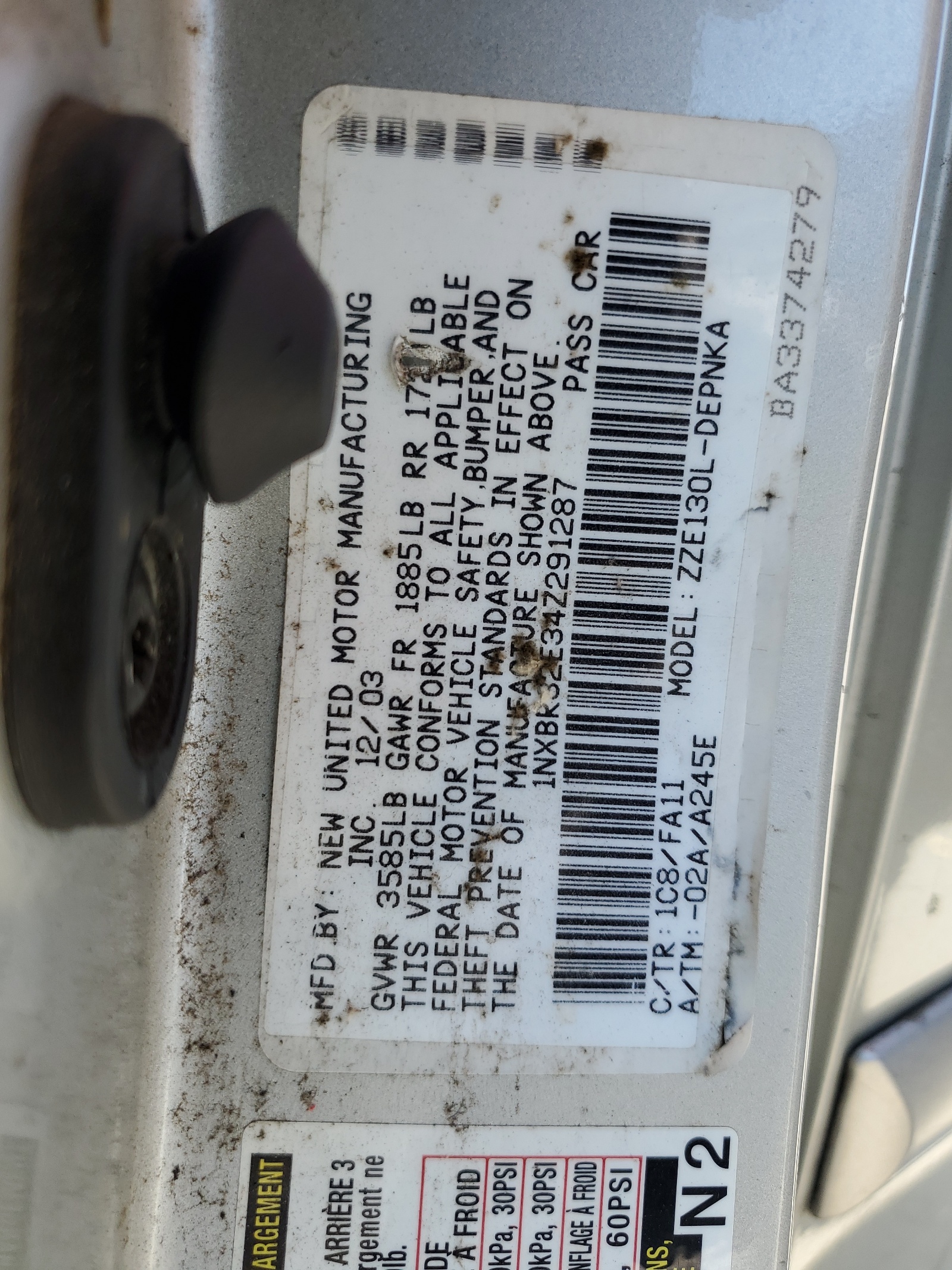 1NXBR32E34Z291287 2004 Toyota Corolla Ce