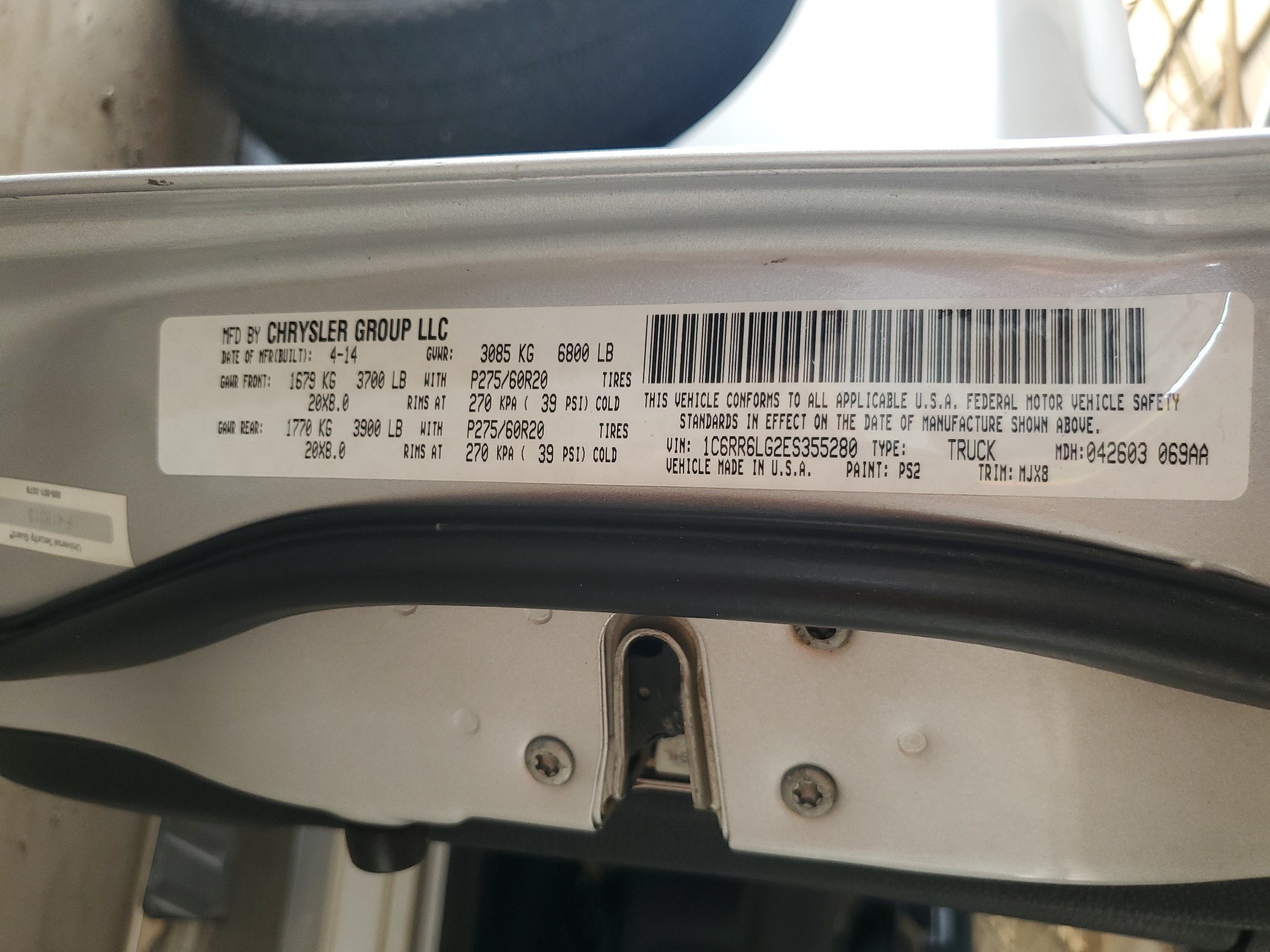 1C6RR6LG2ES355280 2014 Ram 1500 Slt