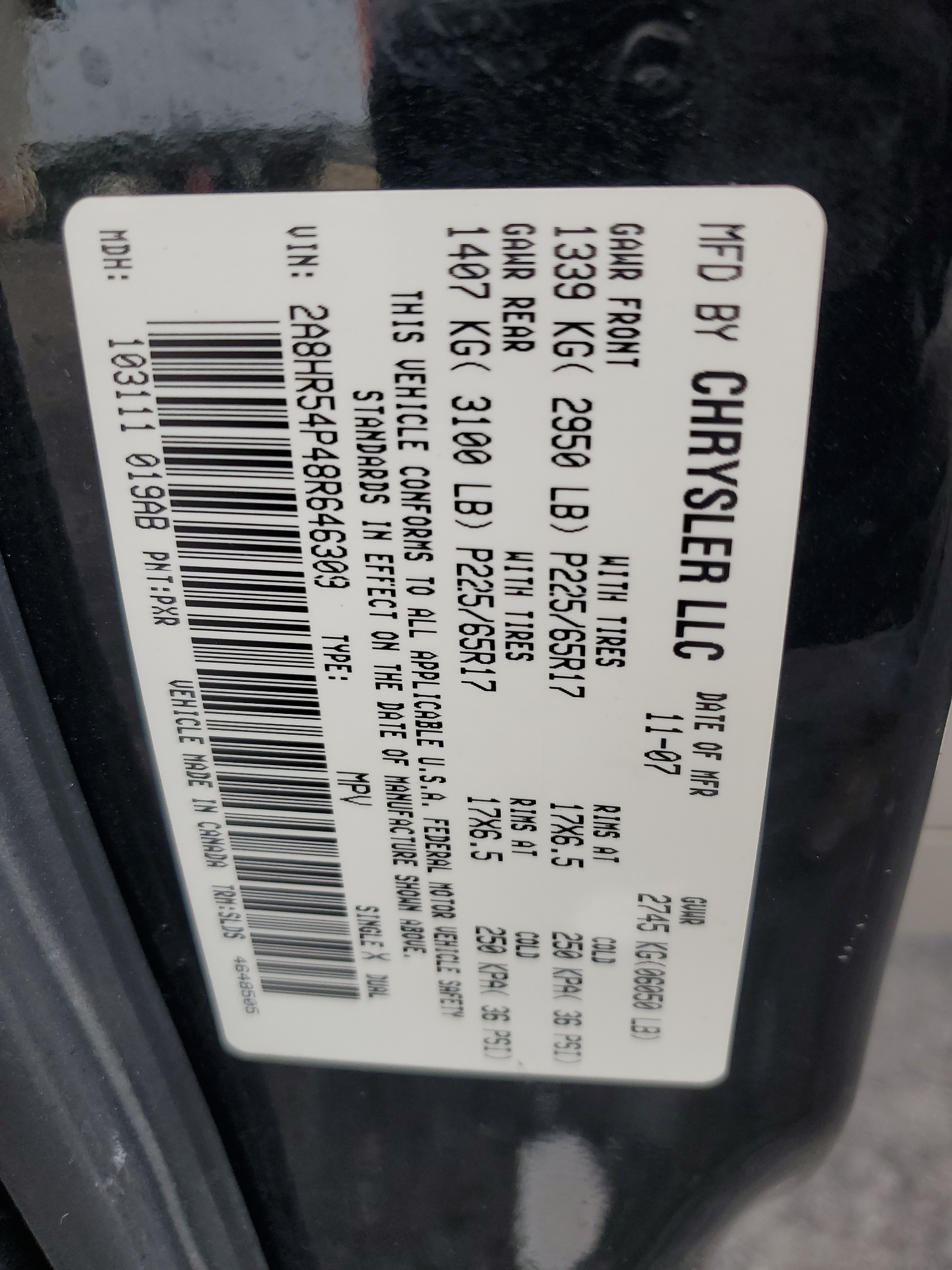 2A8HR54P48R646309 2008 Chrysler Town & Country Touring