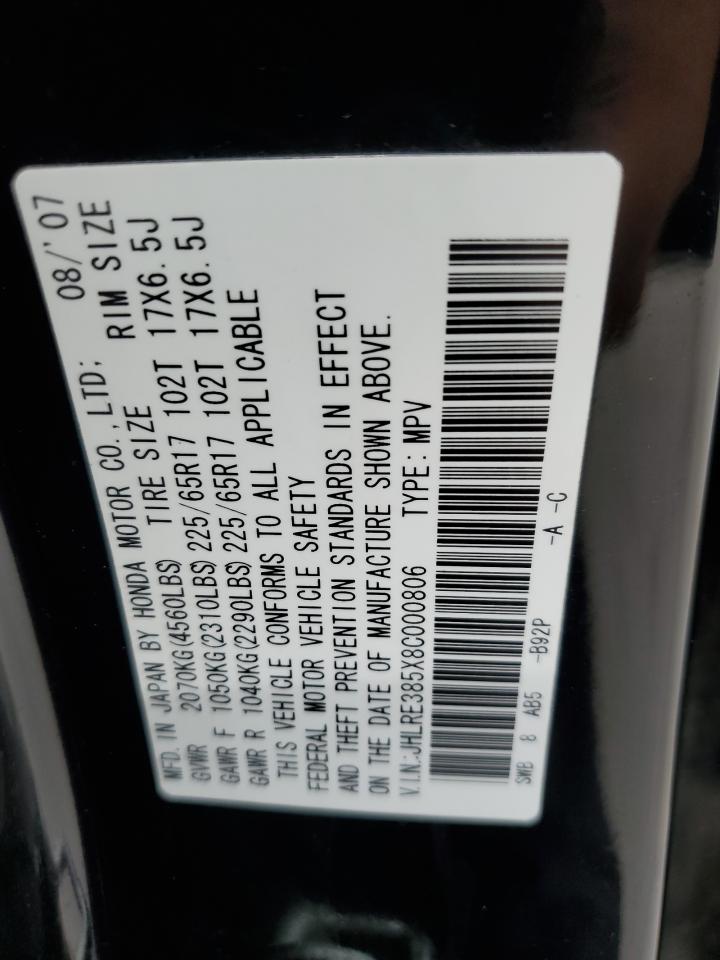 2008 Honda Cr-V Ex VIN: JHLRE385X8C000806 Lot: 62985574