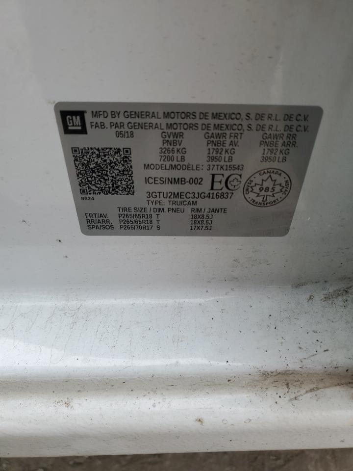 3GTU2MEC3JG416837 2018 GMC Sierra K1500 Sle