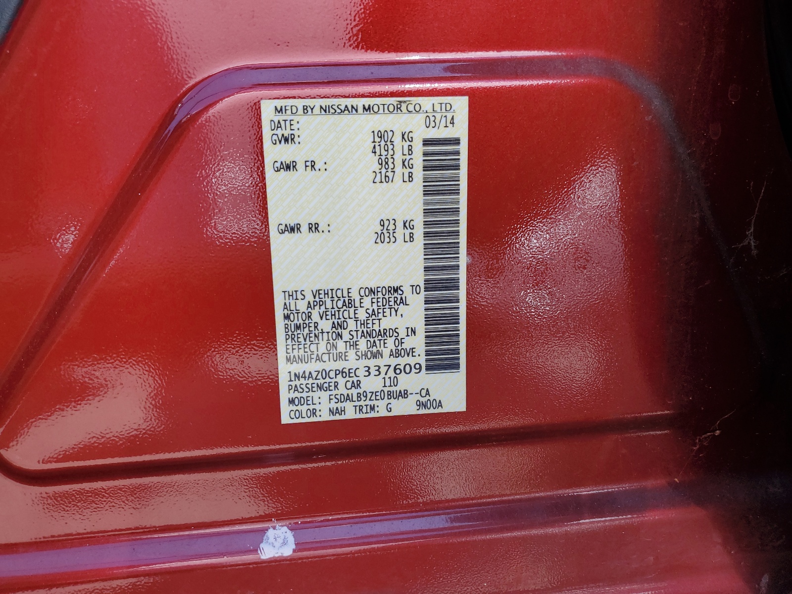 1N4AZ0CP6EC337609 2014 Nissan Leaf S