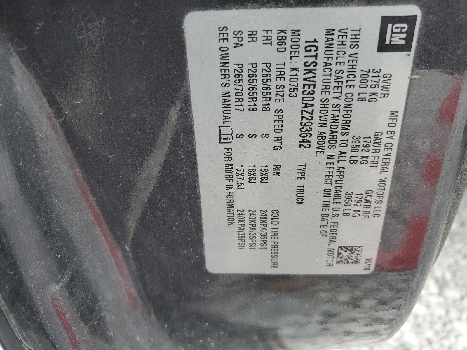 1GTSKVE30AZ293642 2010 GMC Sierra K1500 Sle