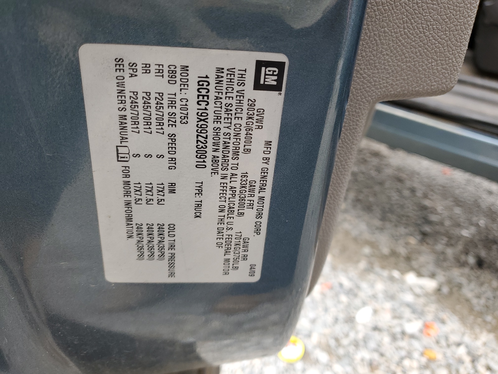 1GCEC19X99Z230910 2009 Chevrolet Silverado C1500