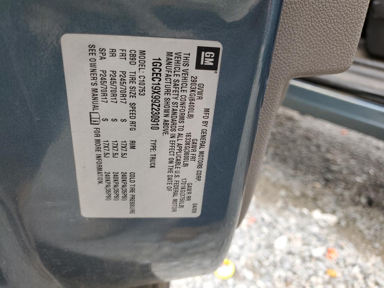 2009 Chevrolet Silverado C1500 VIN: 1GCEC19X99Z230910 Lot: 64008774