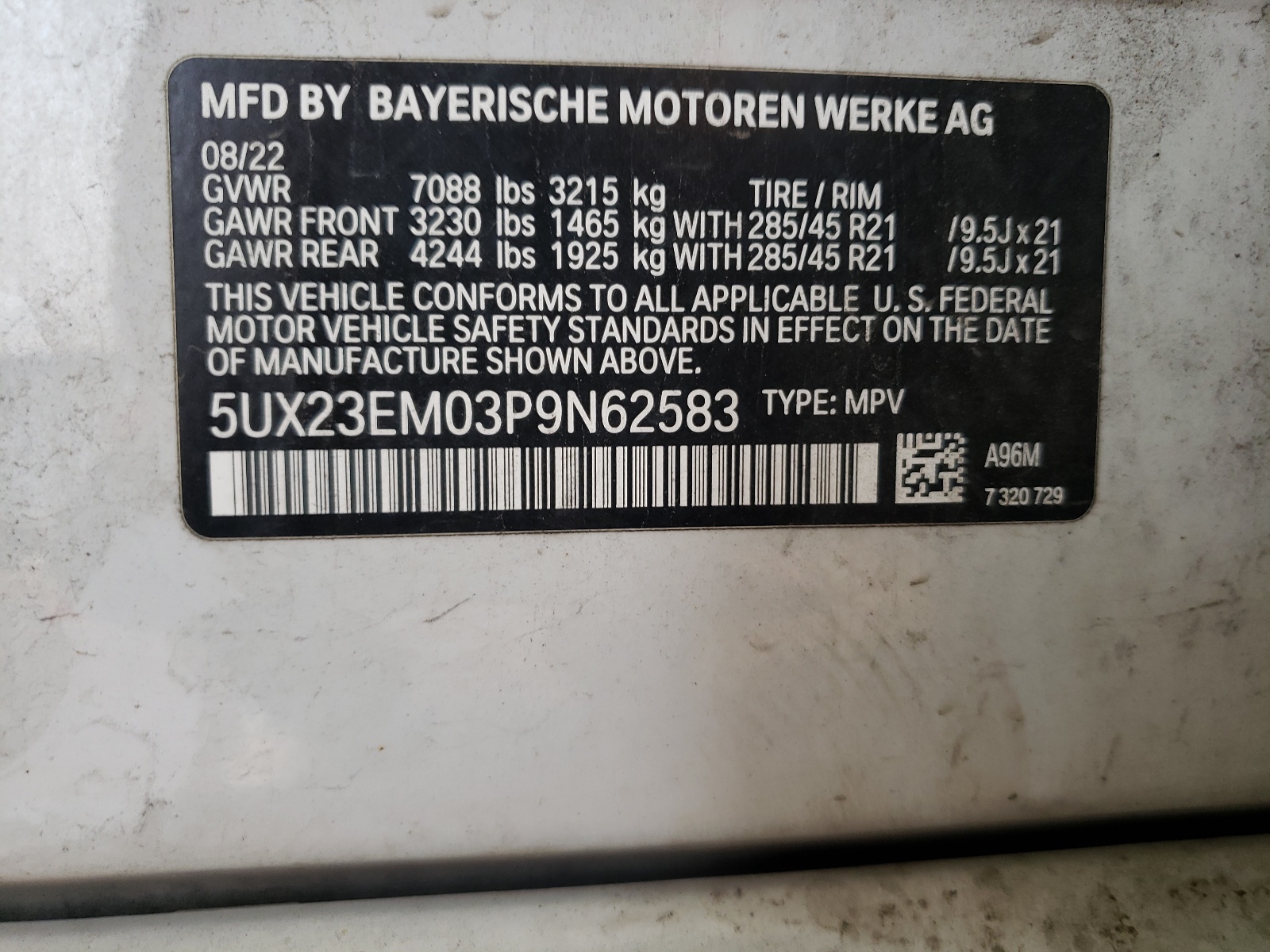 5UX23EM03P9N62583 2023 BMW X7 xDrive40I