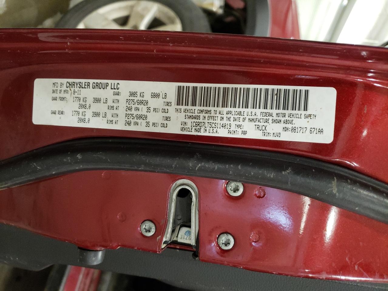 2012 Dodge Ram 1500 Slt VIN: 1C6RD7LT5CS114019 Lot: 61193644