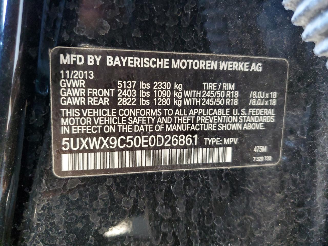 2014 BMW X3 xDrive28I VIN: 5UXWX9C50E0D26861 Lot: 63229444