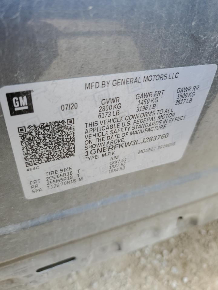 2020 Chevrolet Traverse Ls VIN: 1GNERFKW3LJ283760 Lot: 63657204