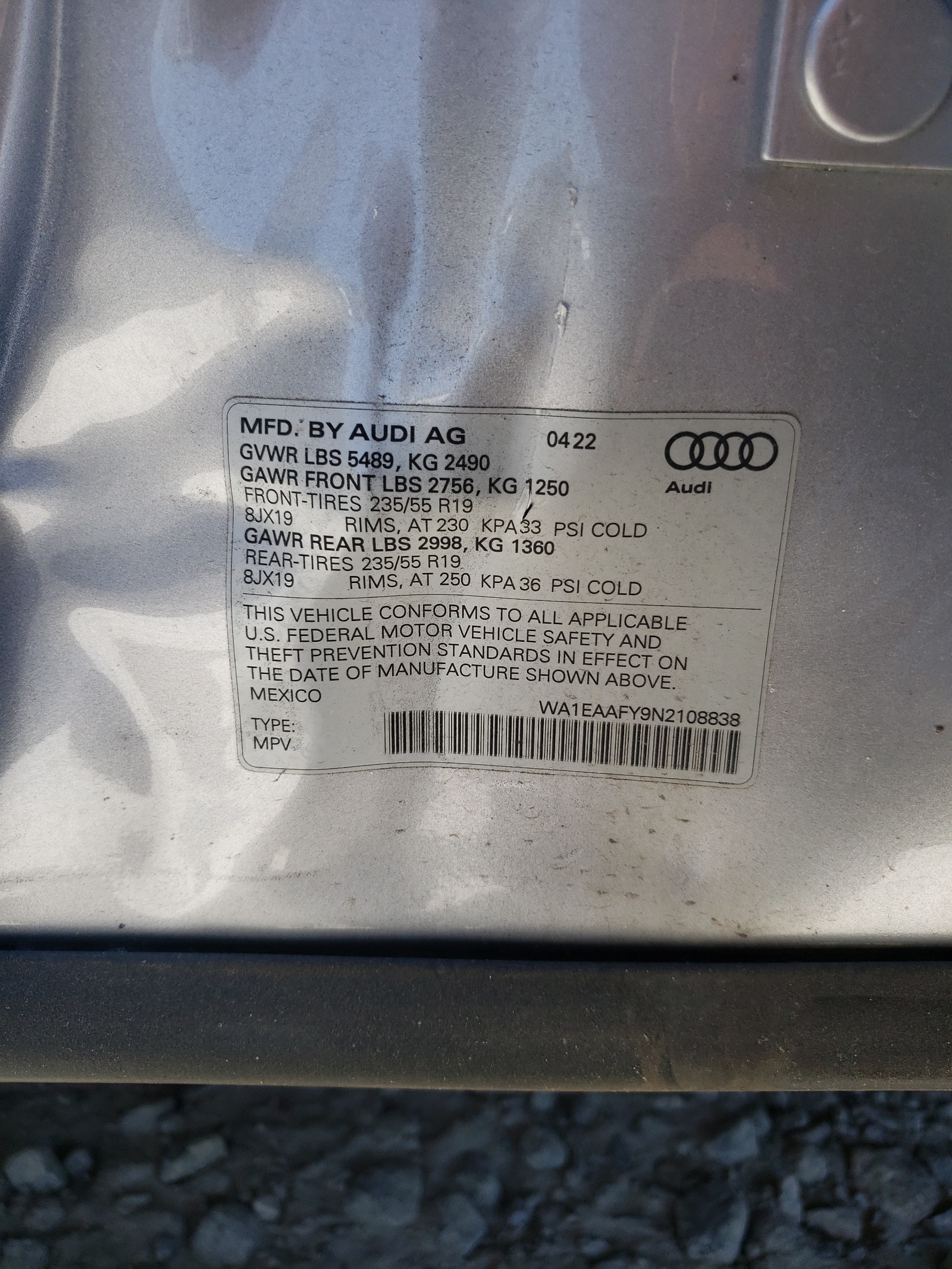 WA1EAAFY9N2108838 2022 Audi Q5 Premium Plus 45