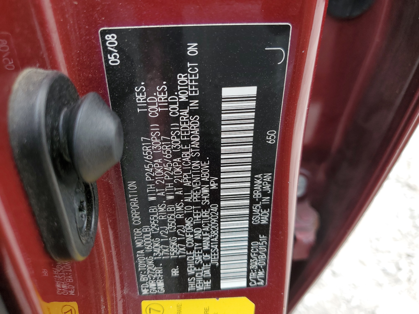 JTEES41A382090240 2008 Toyota Highlander