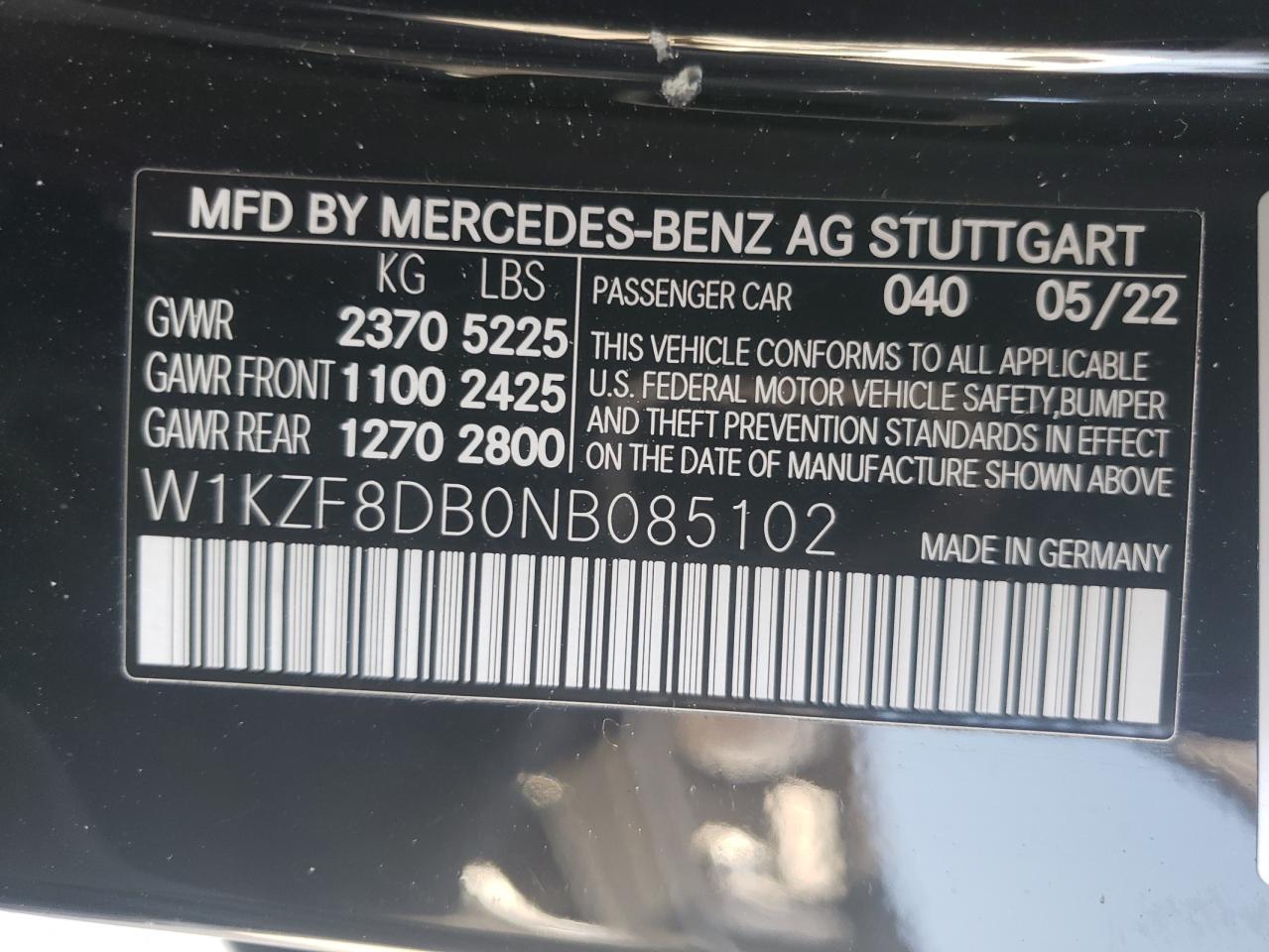 W1KZF8DB0NB085102 2022 MERCEDES-BENZ E CLASS - Image 12