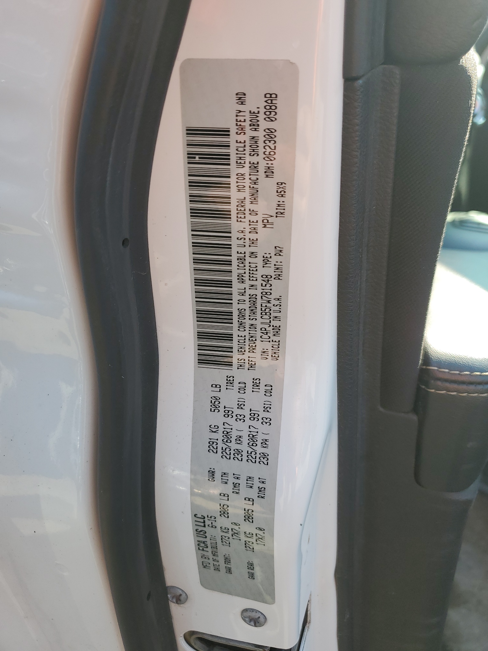 1C4PJLCB5FW781548 2015 Jeep Cherokee Latitude