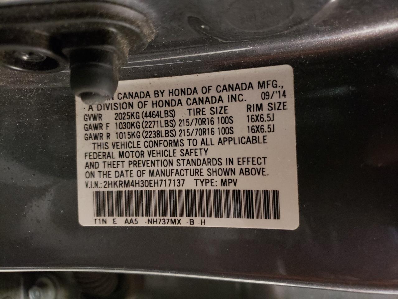 2HKRM4H30EH717137 2014 Honda Cr-V Lx