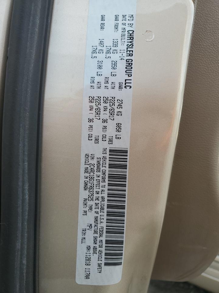 2015 Chrysler Town & Country Touring VIN: 2C4RC1BG1FR637525 Lot: 63059024