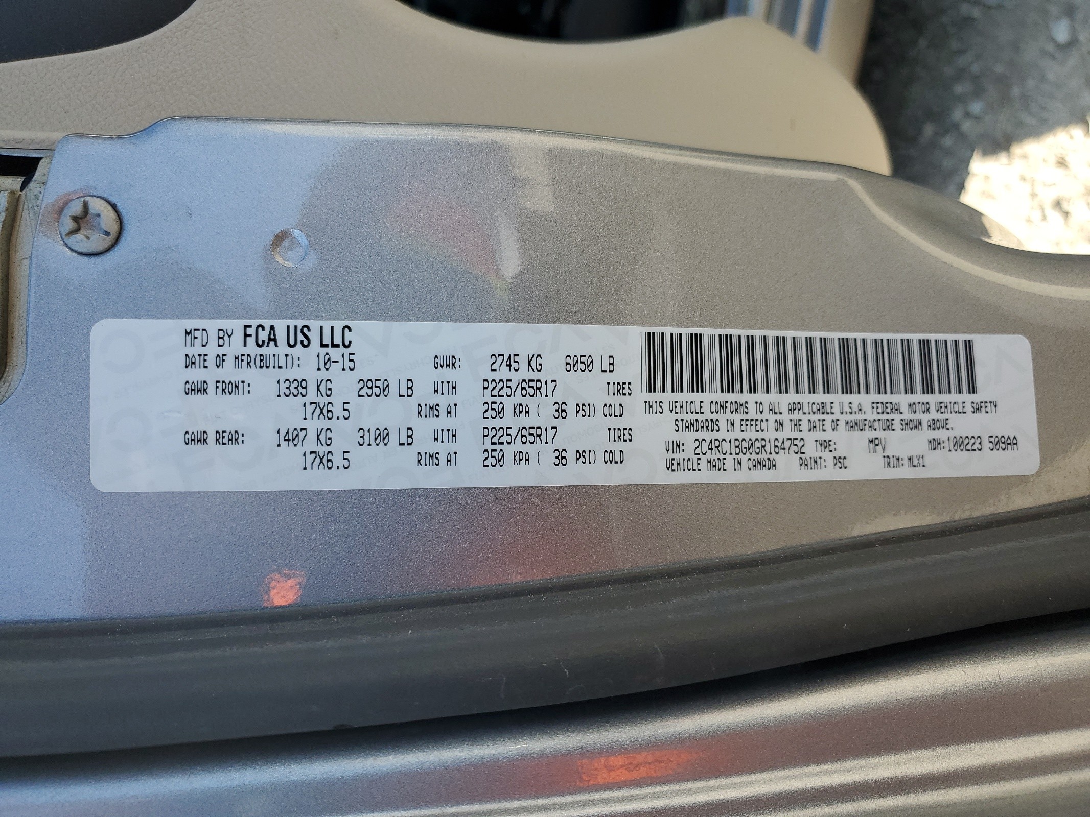 2C4RC1BG0GR164752 2016 Chrysler Town & Country Touring