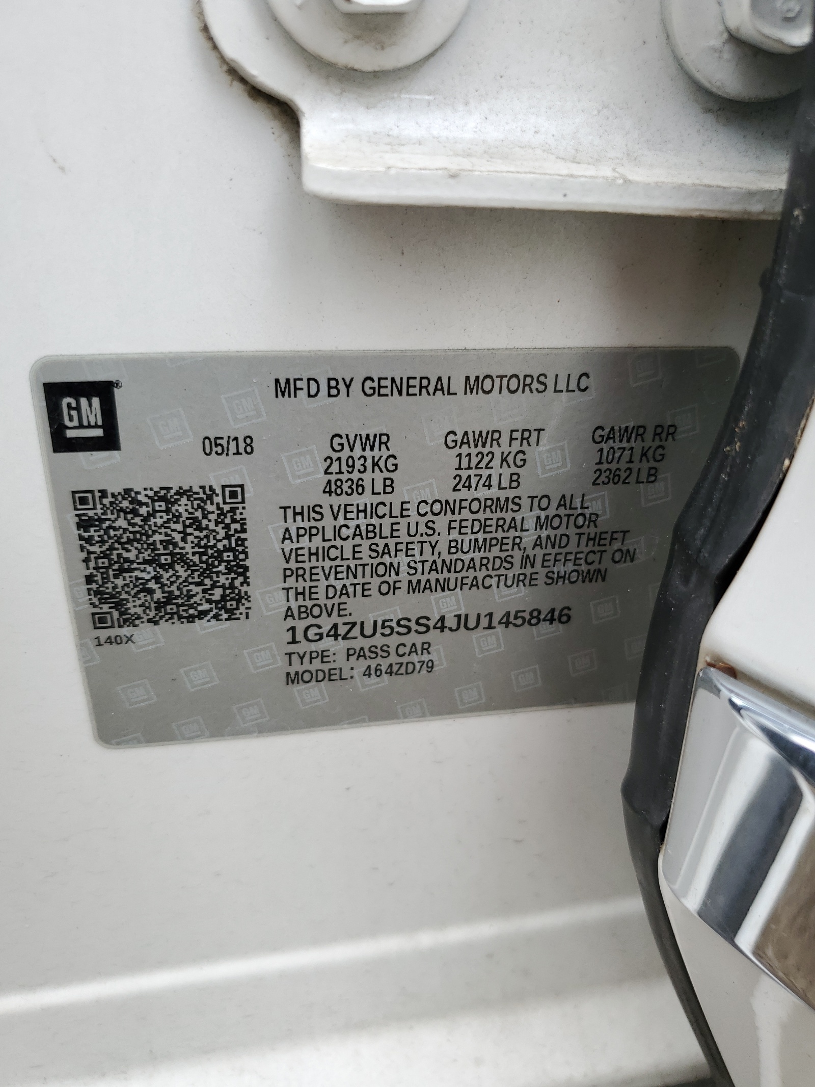 1G4ZU5SS4JU145846 2018 Buick Lacrosse Avenir