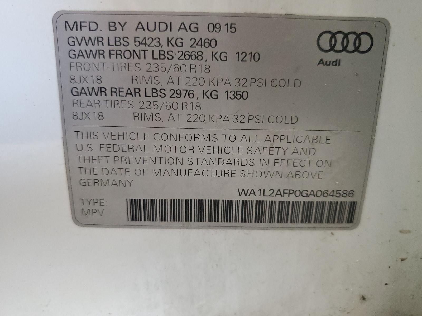 WA1L2AFP0GA064586 2016 Audi Q5 Premium Plus