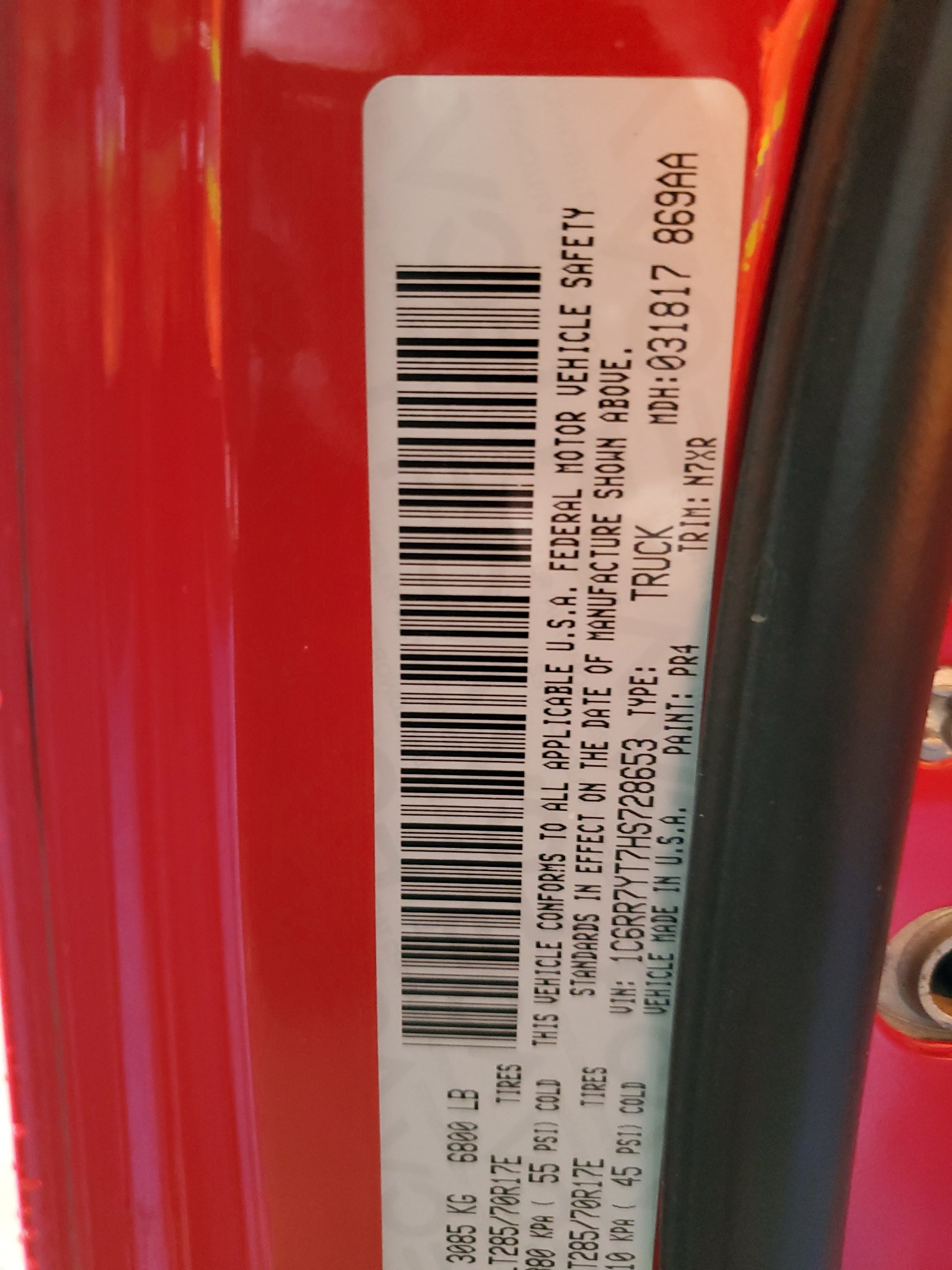 1C6RR7YT7HS728653 2017 Ram 1500 Rebel