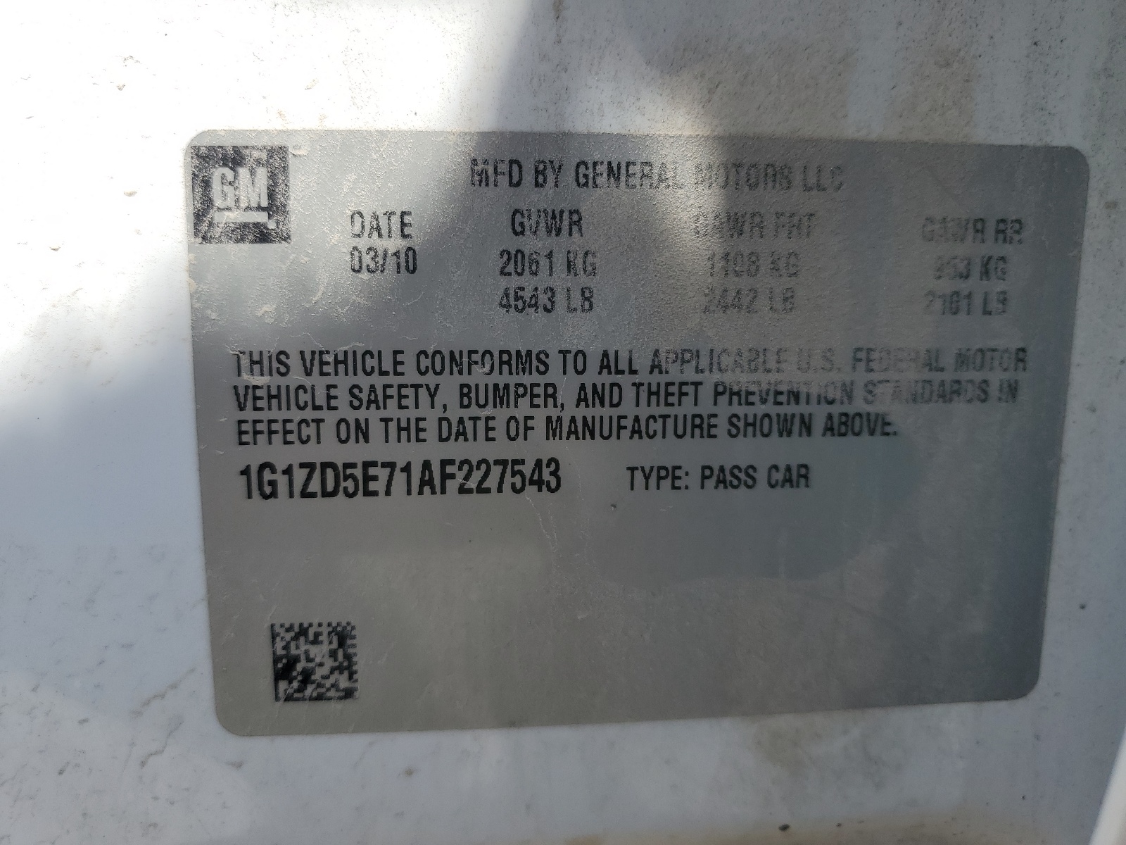 1G1ZD5E71AF227543 2010 Chevrolet Malibu 2Lt