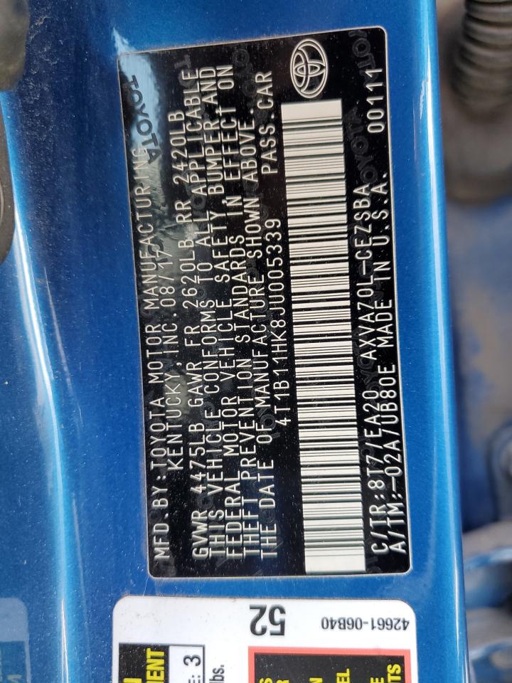 4T1B11HK8JU005339 2018 TOYOTA CAMRY - Image 13