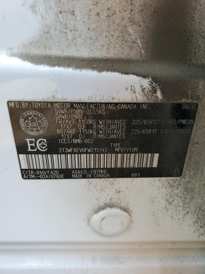 2015 Toyota Rav4 Xle VIN: 2T3WFREV0FW215142 Lot: 62813224