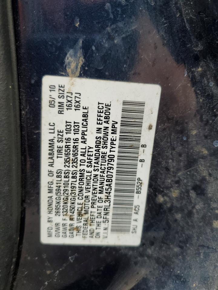2010 Honda Odyssey Ex VIN: 5FNRL3H45AB079790 Lot: 64250574