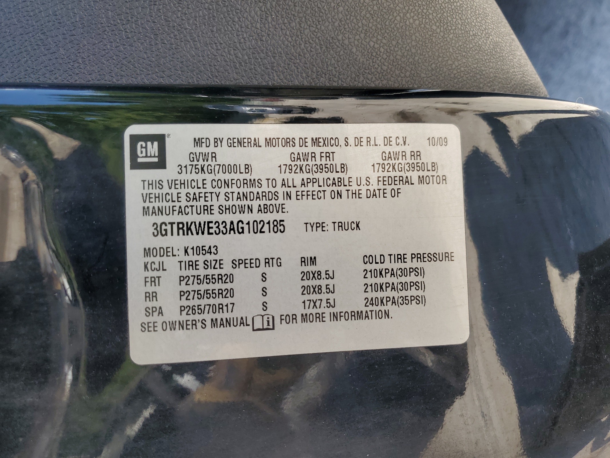 3GTRKWE33AG102185 2010 GMC Sierra K1500 Slt