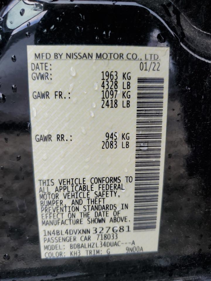 1N4BL4DVXNN327681 2022 Nissan Altima Sv