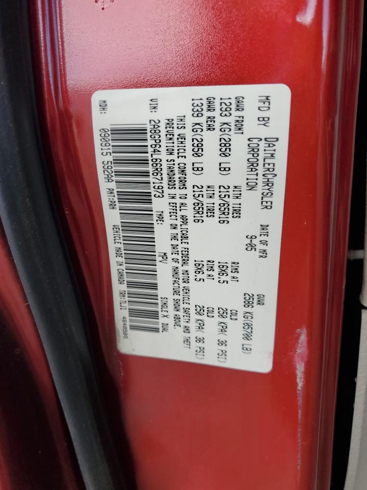 2006 Chrysler Town & Country Limited VIN: 2A8GP64L66R671973 Lot: 65607434