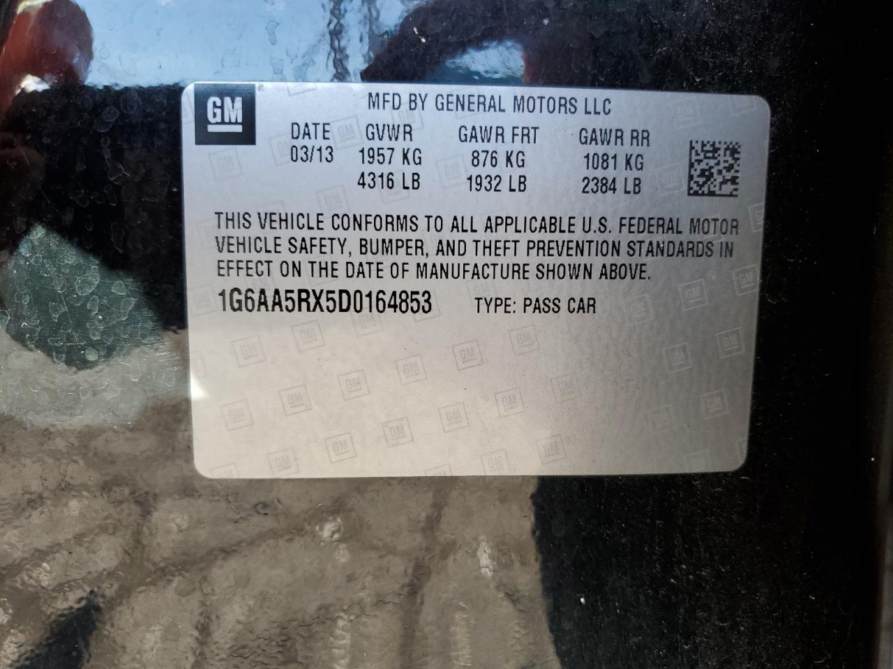 2013 Cadillac Ats VIN: 1G6AA5RX5D0164853 Lot: 61516614