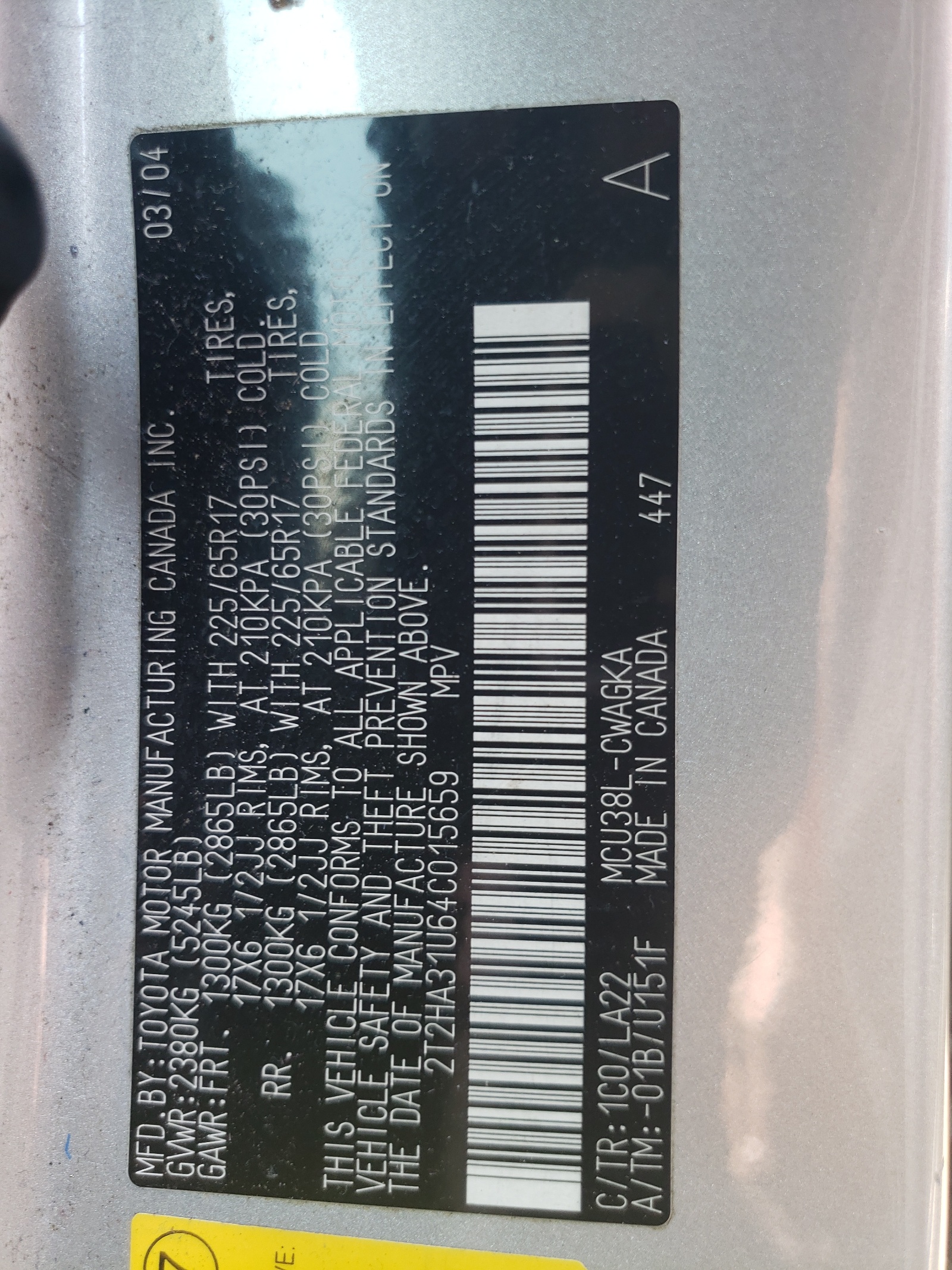 2T2HA31U64C015659 2004 Lexus Rx 330