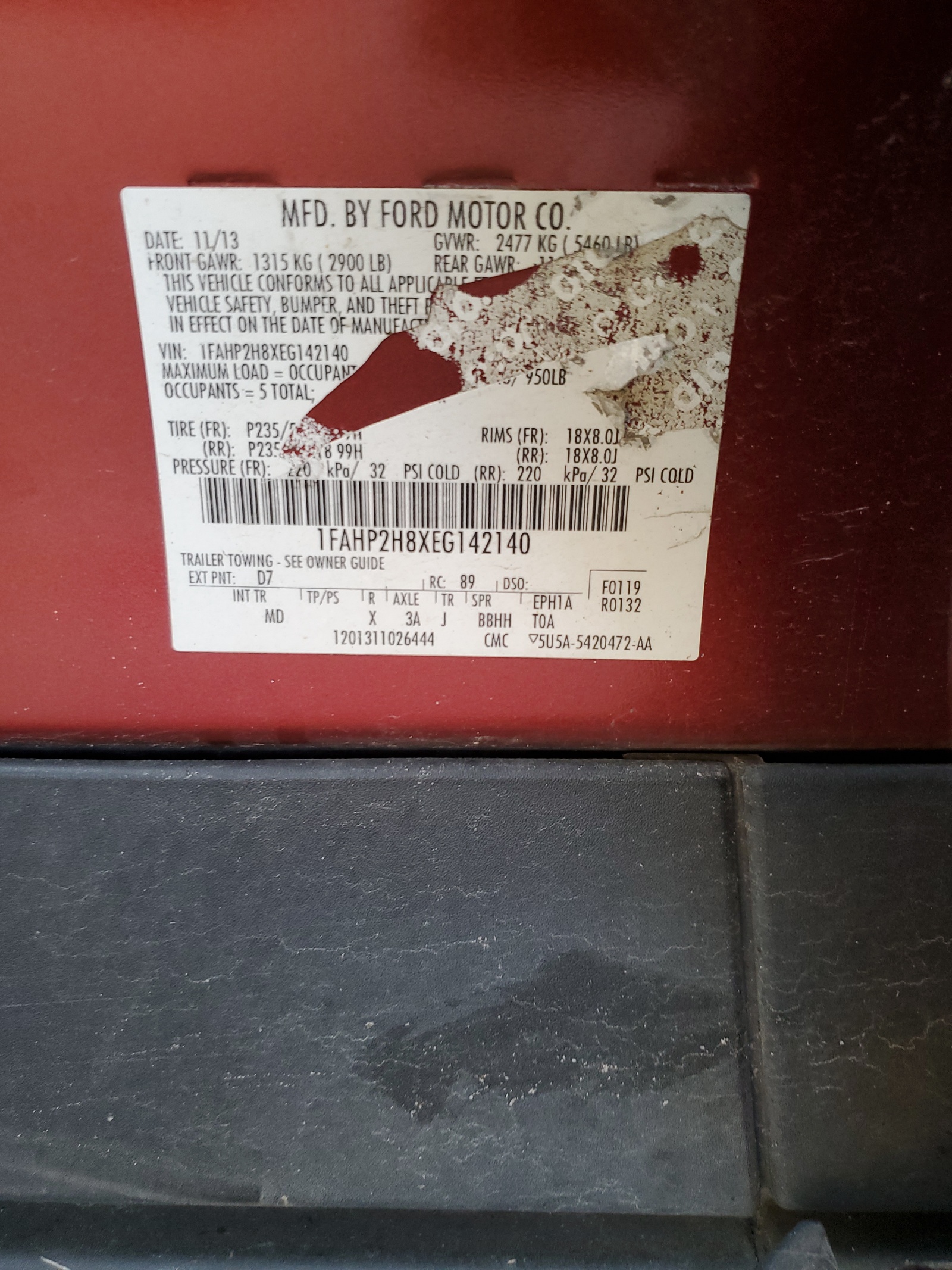 1FAHP2H8XEG142140 2014 Ford Taurus Sel