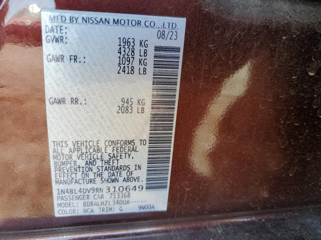 1N4BL4DV9RN310649 2024 NISSAN ALTIMA - Image 12